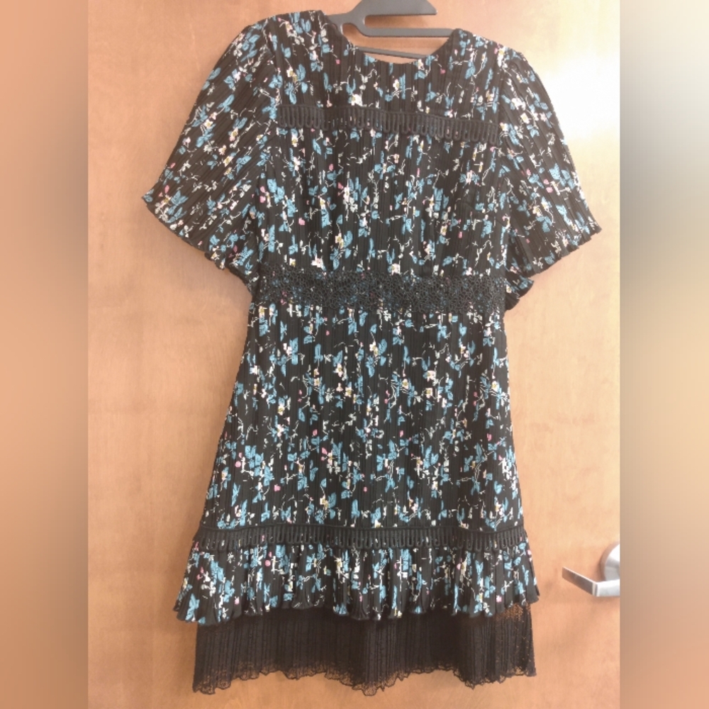 Chelsea 28 Dress Pleated Floral Lace Dress
